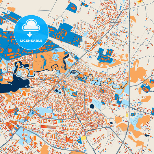 Colorful Plungė Street Map with Labels and Buildings
