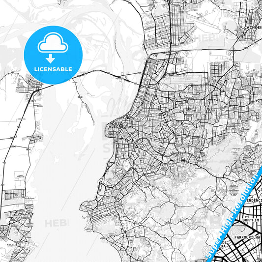 Poa, Brazil light map with streetnames, citynames and districts