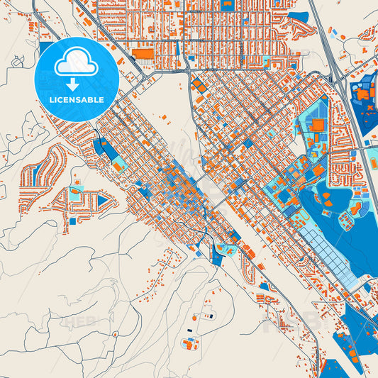 Colorful Pocatello Street Map with Labels and Buildings