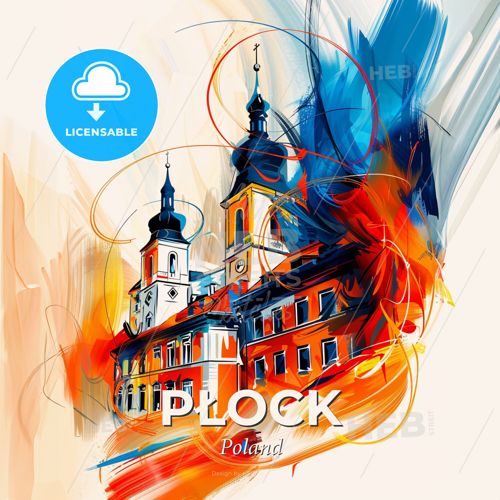 Vibrant Płock, Poland - A Painting Of A Building - Square format print template