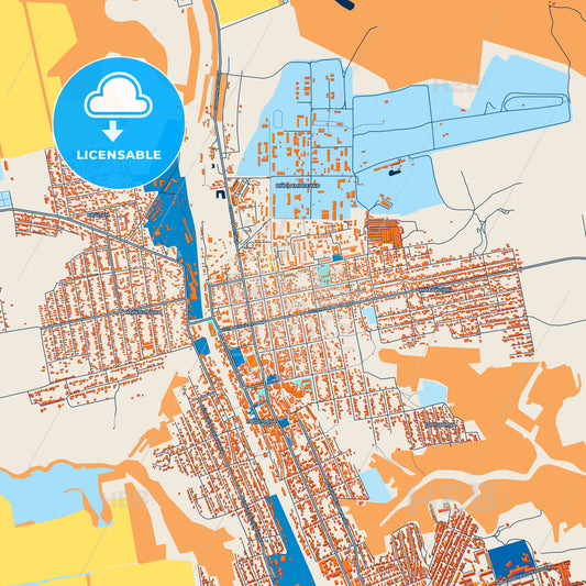 Colorful Podilsk Street Map with Labels and Buildings