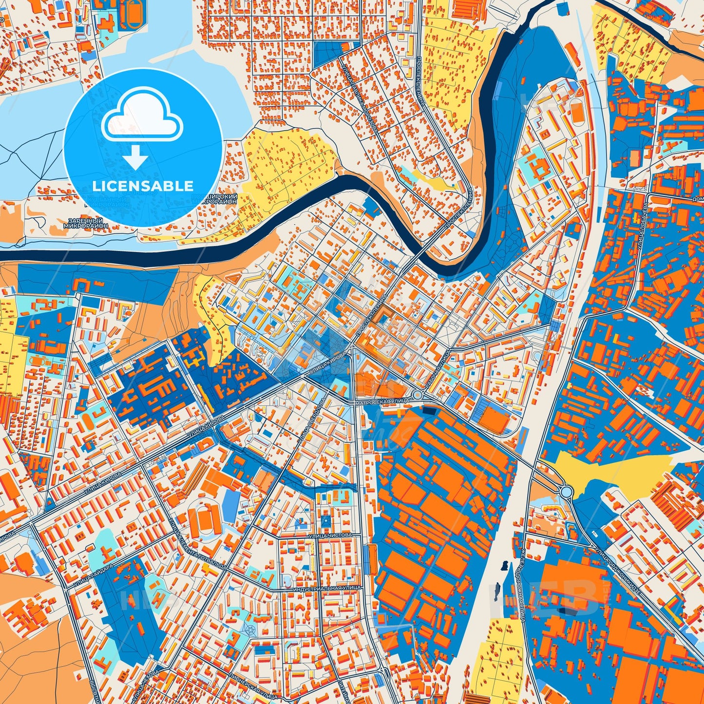 Colorful Podolsk Street Map with Labels and Buildings