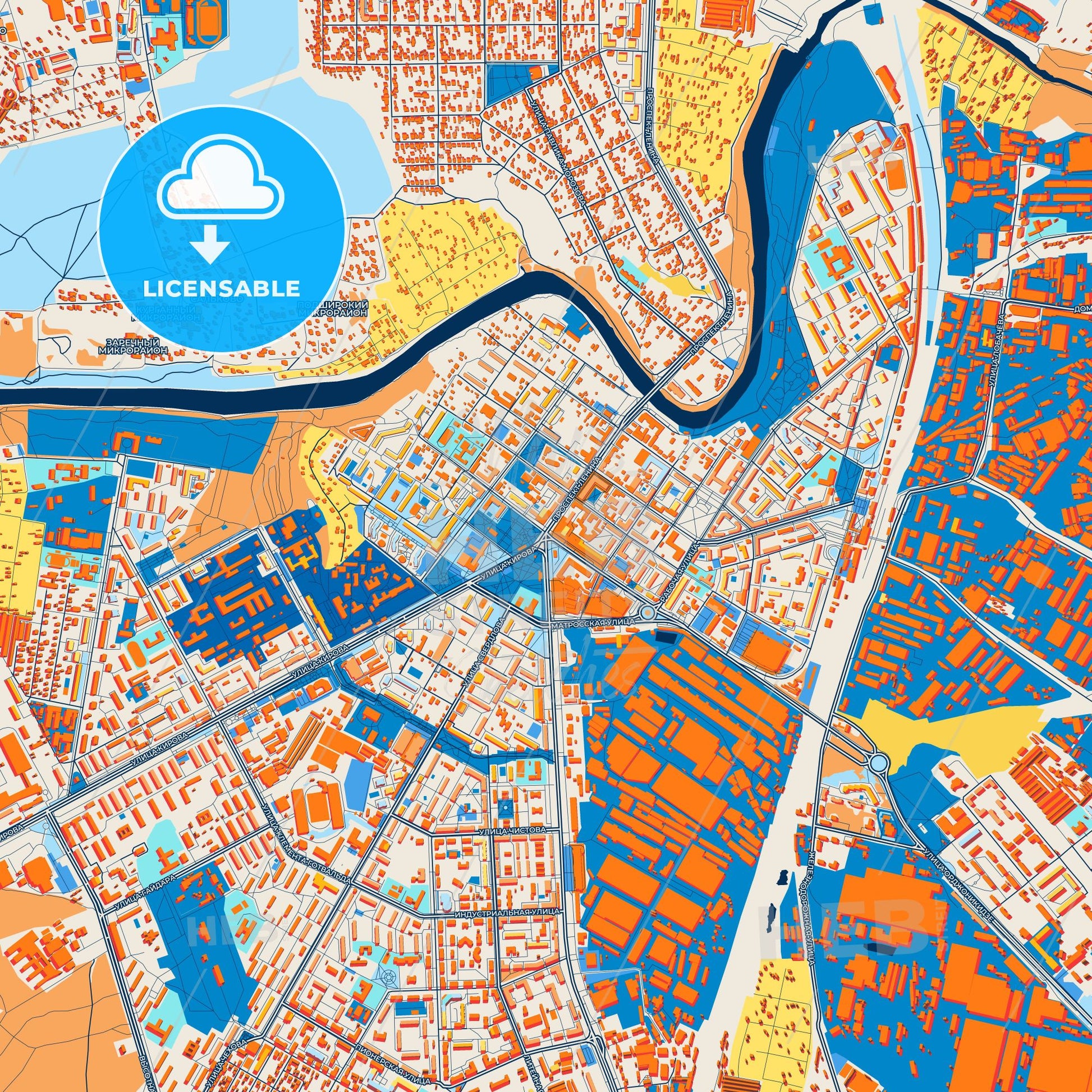 Colorful Podolsk Street Map with Labels and Buildings