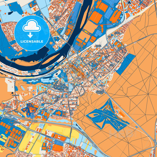 Colorful Poissy Street Map with Labels and Buildings