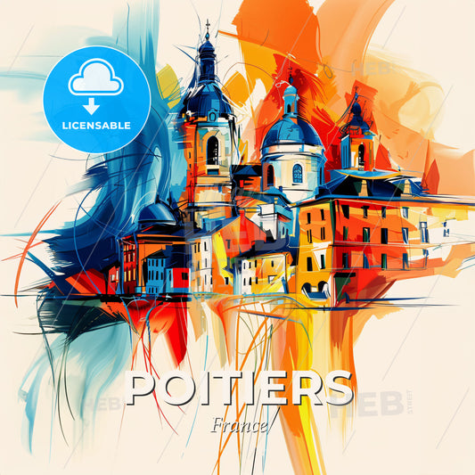 Vibrant Poitiers, France - A Painting Of A Building - Square format print template