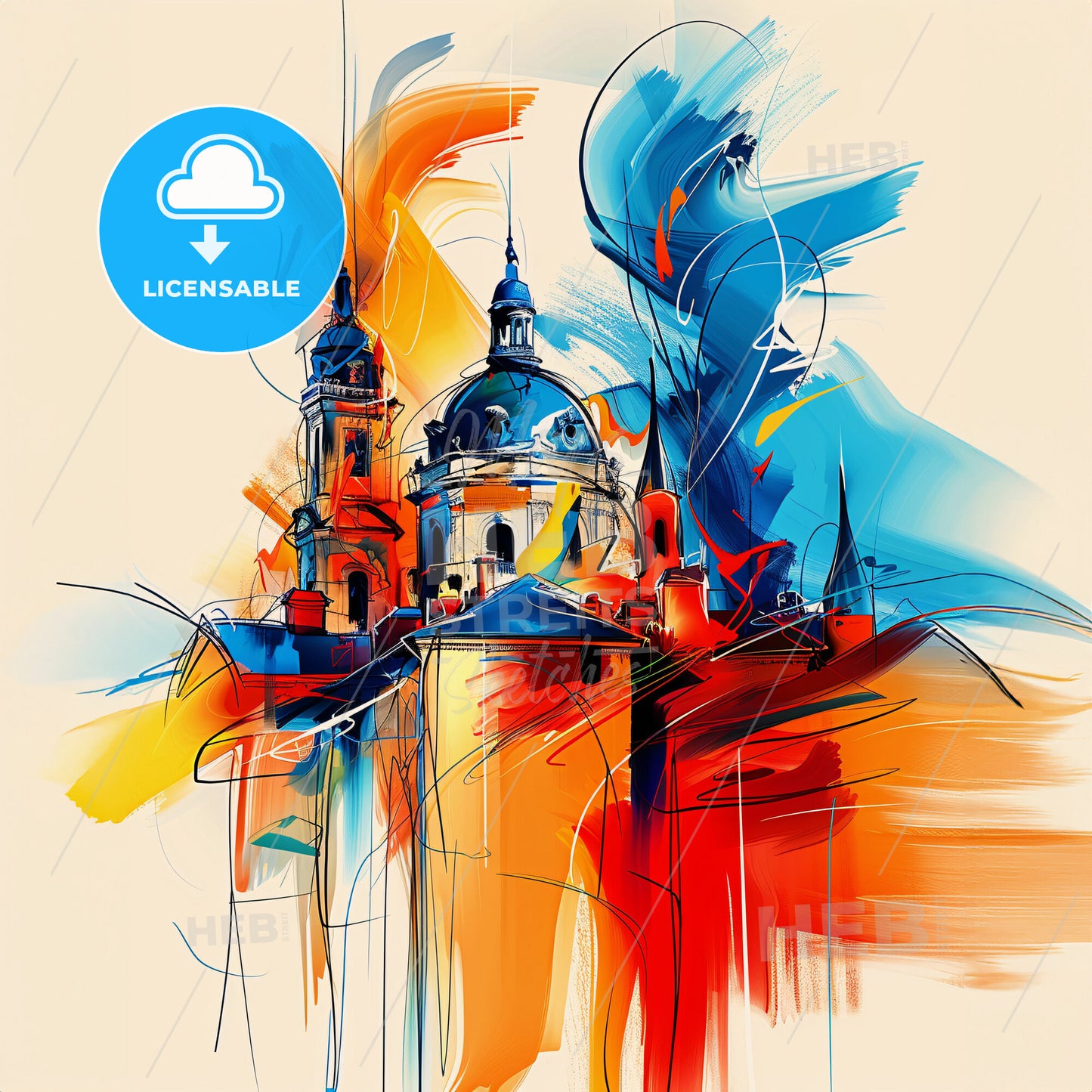 Vibrant Poitiers, France - A Painting Of A Building