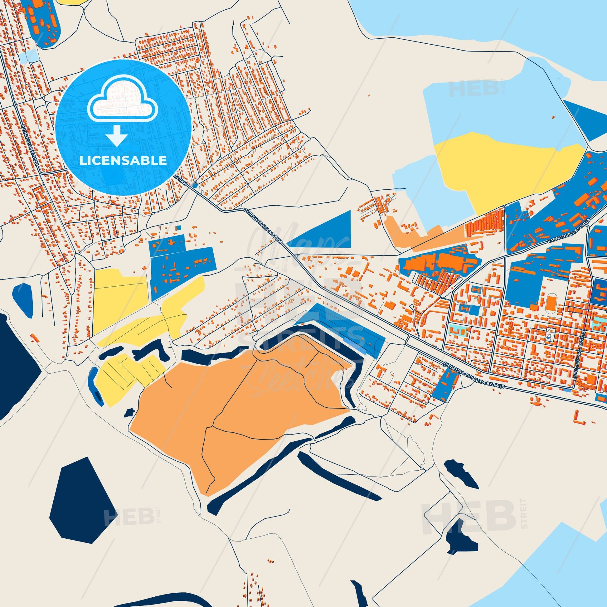 Colorful Pokrov Street Map with Labels and Buildings