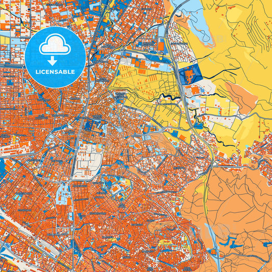 Colorful Polichni Street Map with Labels and Buildings