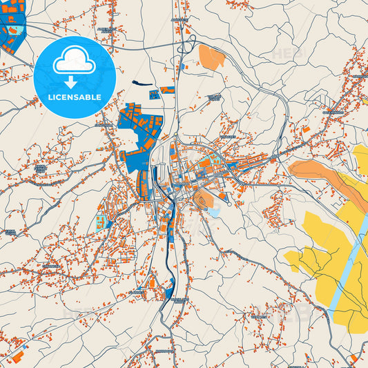 Colorful Pombal Street Map with Labels and Buildings