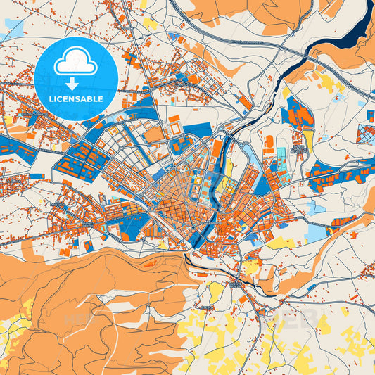 Colorful Ponferrada Street Map with Labels and Buildings