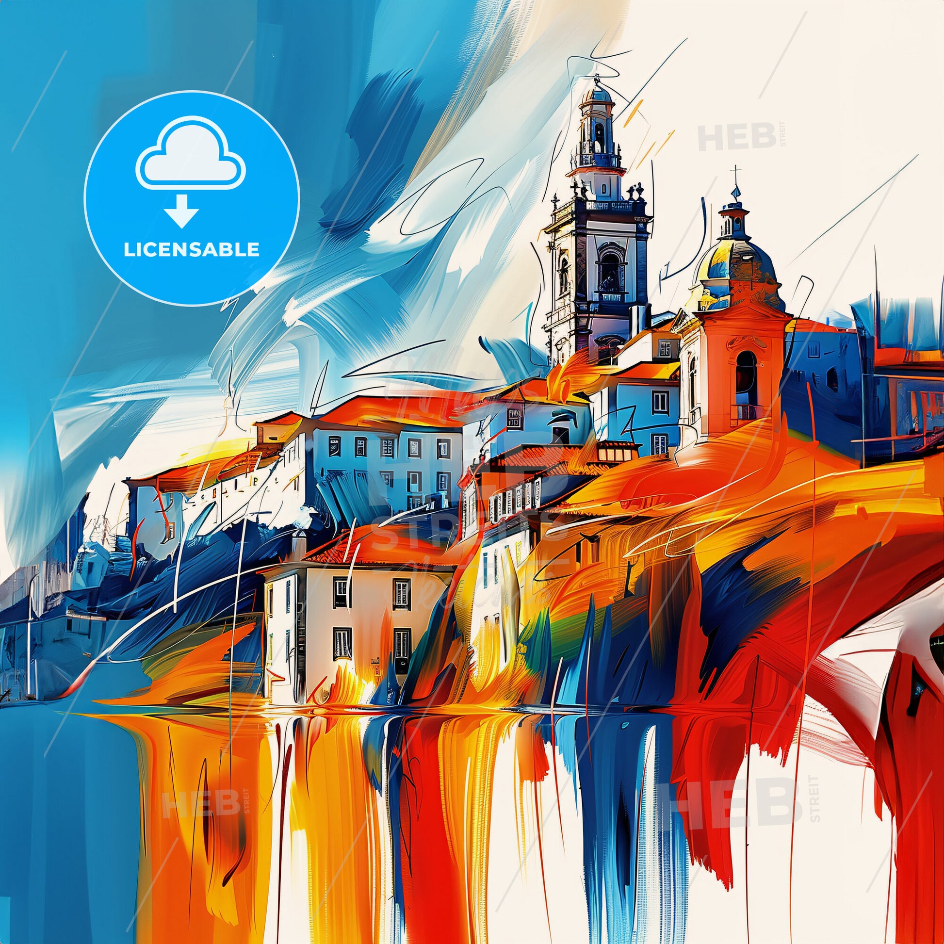 Vibrant Ponta Delgada, Portugal - A Painting Of A City