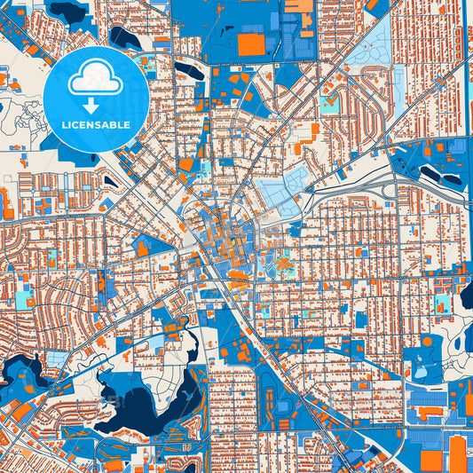 Colorful Pontiac Street Map with Labels and Buildings