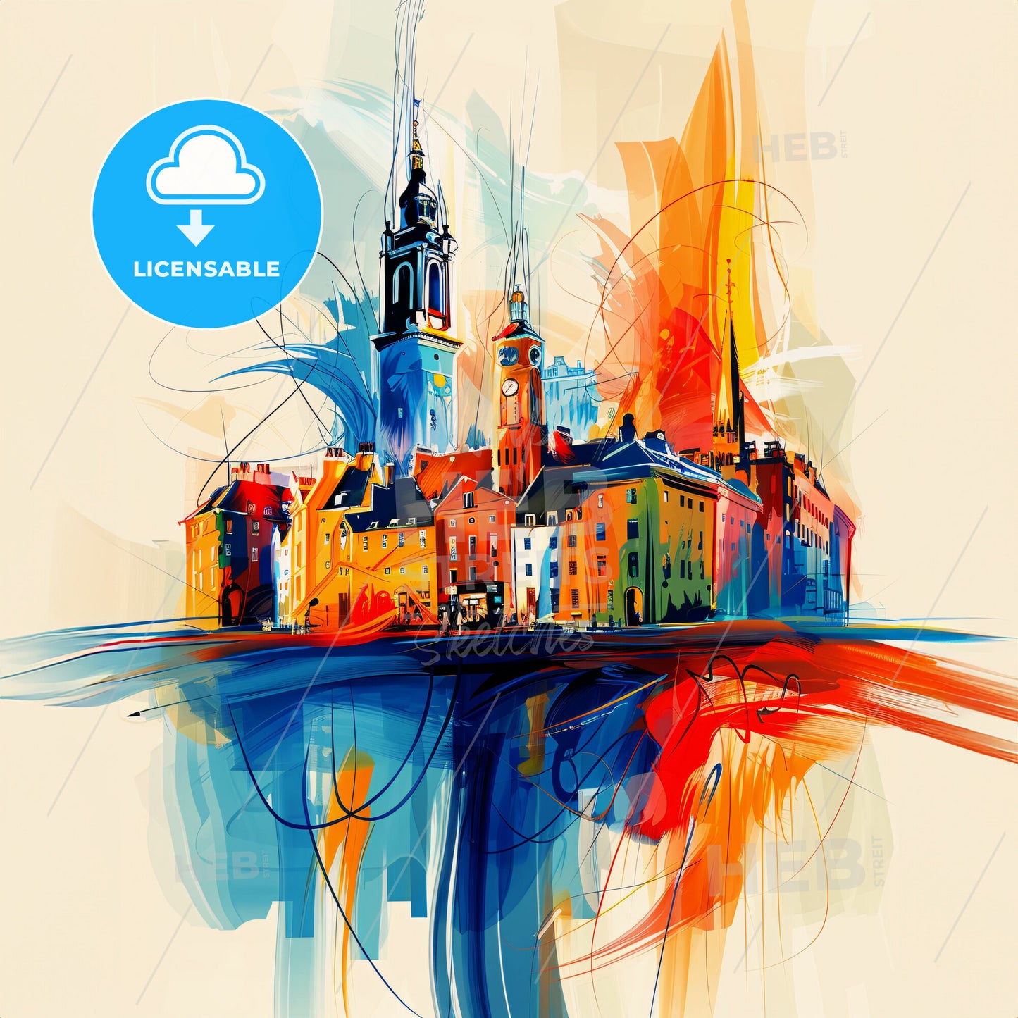 Vibrant Poole, England - A Colorful Painting Of A City