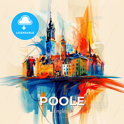 Vibrant Poole, England - A Colorful Painting Of A City - Square format print template