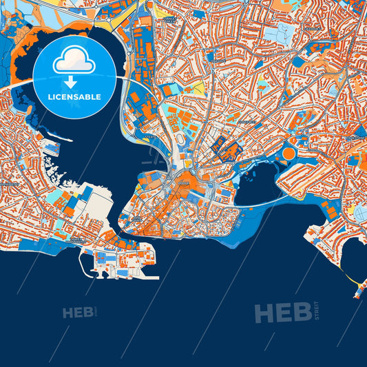 Colorful Poole Street Map with Labels and Buildings