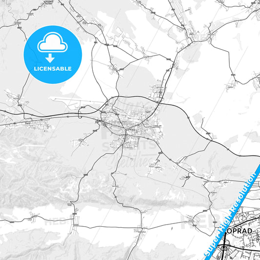 Poprad, Slovakia light map with streetnames, citynames and districts
