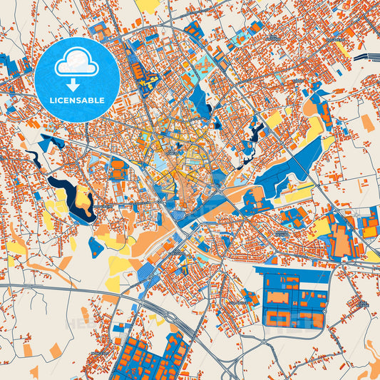 Colorful Pordenone Street Map with Labels and Buildings