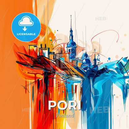 Vibrant Pori, Finland - A Colorful Painting Of A City - Square format print template