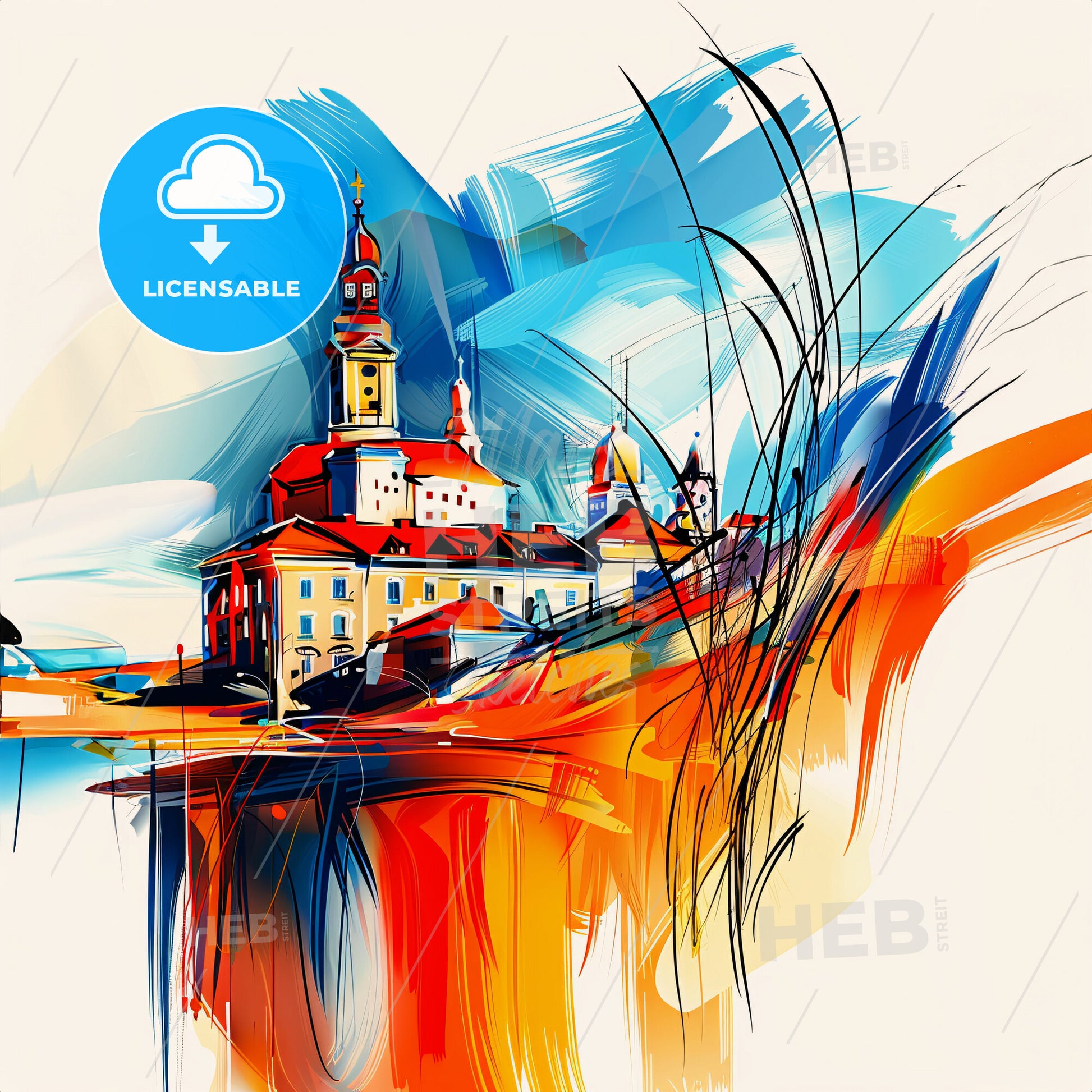 Vibrant Pori, Finland - A Painting Of A Building