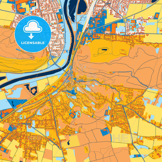 Colorful Porta Westfalica Street Map with Labels and Buildings