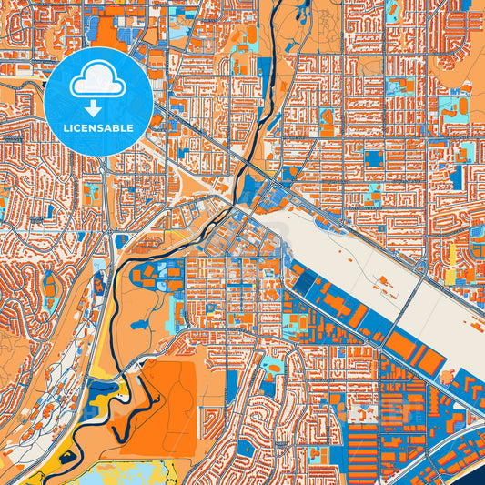 Colorful Port Coquitlam Street Map with Labels and Buildings