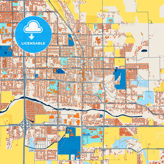 Colorful Porterville Street Map with Labels and Buildings