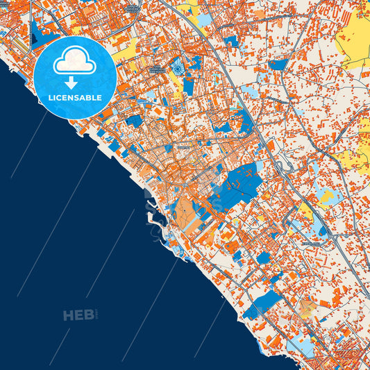 Colorful Portici Street Map with Labels and Buildings