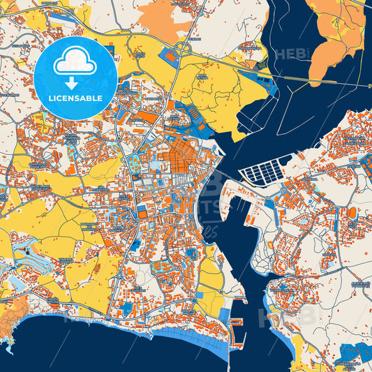 Colorful Portimão Street Map with Labels and Buildings