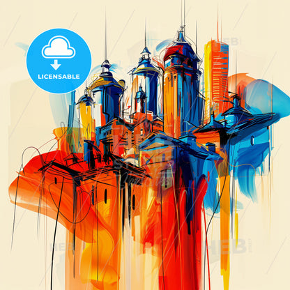 Vibrant Portland, Oregon - A Colorful Cityscape With Towers And Buildings