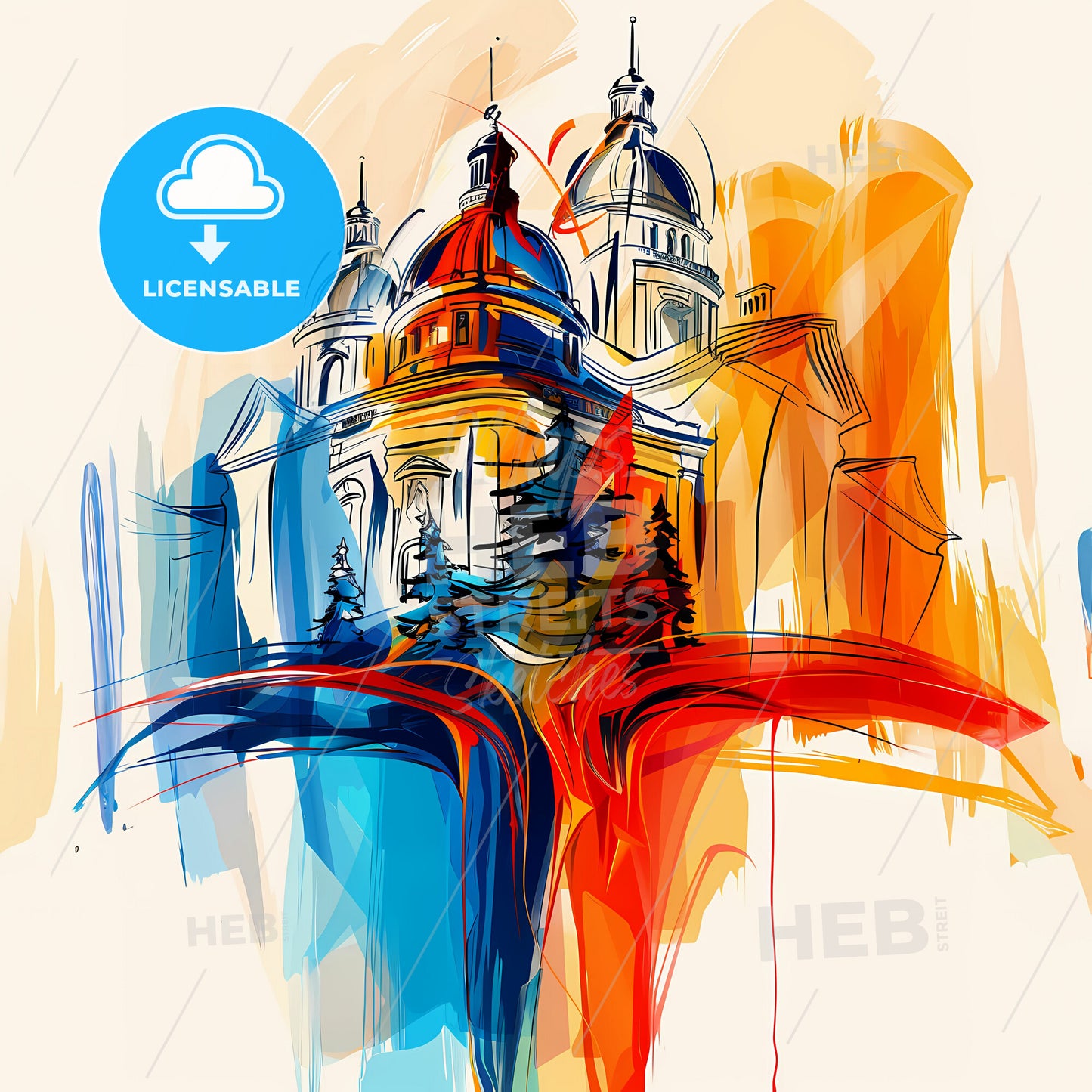 Vibrant Portland, Oregon - A Drawing Of A Building