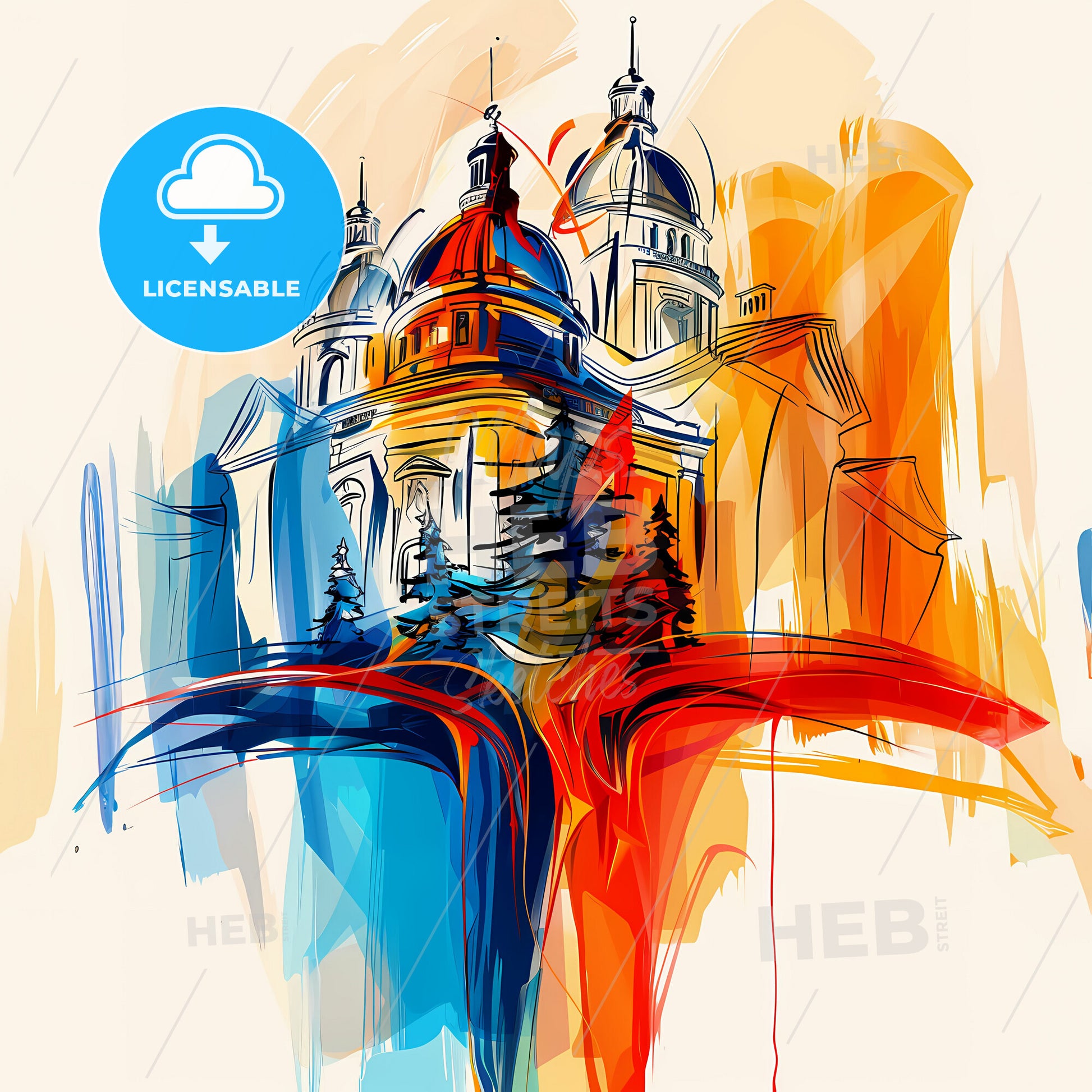 Vibrant Portland, Oregon - A Drawing Of A Building