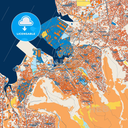 Colorful Port Louis Street Map with Labels and Buildings