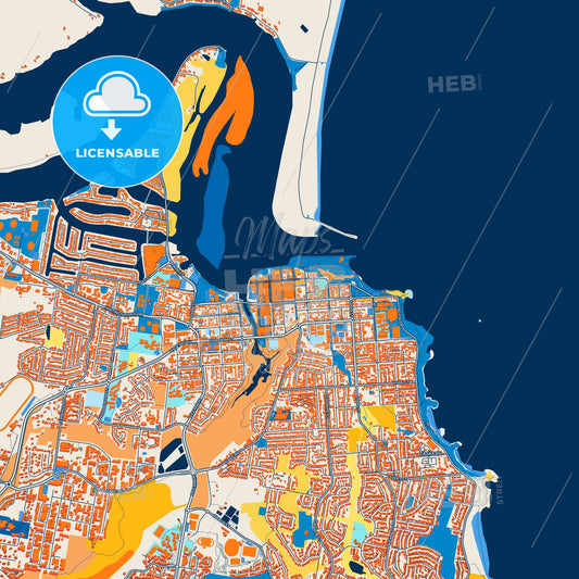 Colorful Port Macquarie Street Map with Labels and Buildings