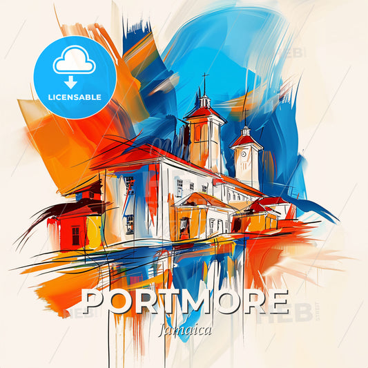 Vibrant Portmore, Jamaica - A Painting Of A Building - Square format print template
