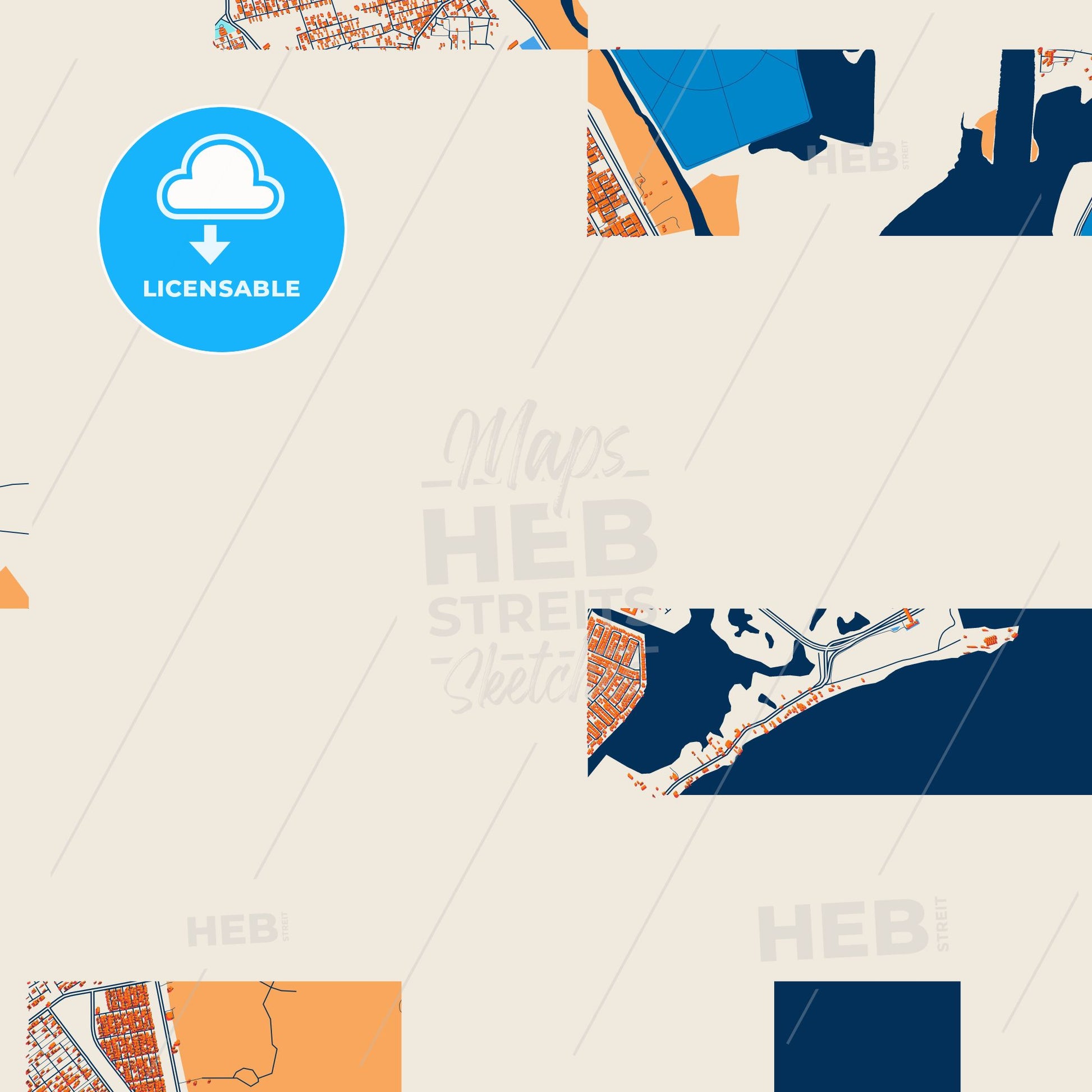 Colorful Portmore Street Map with Labels and Buildings