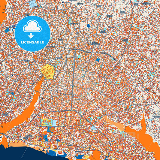 Colorful Porto-Novo Street Map with Labels and Buildings