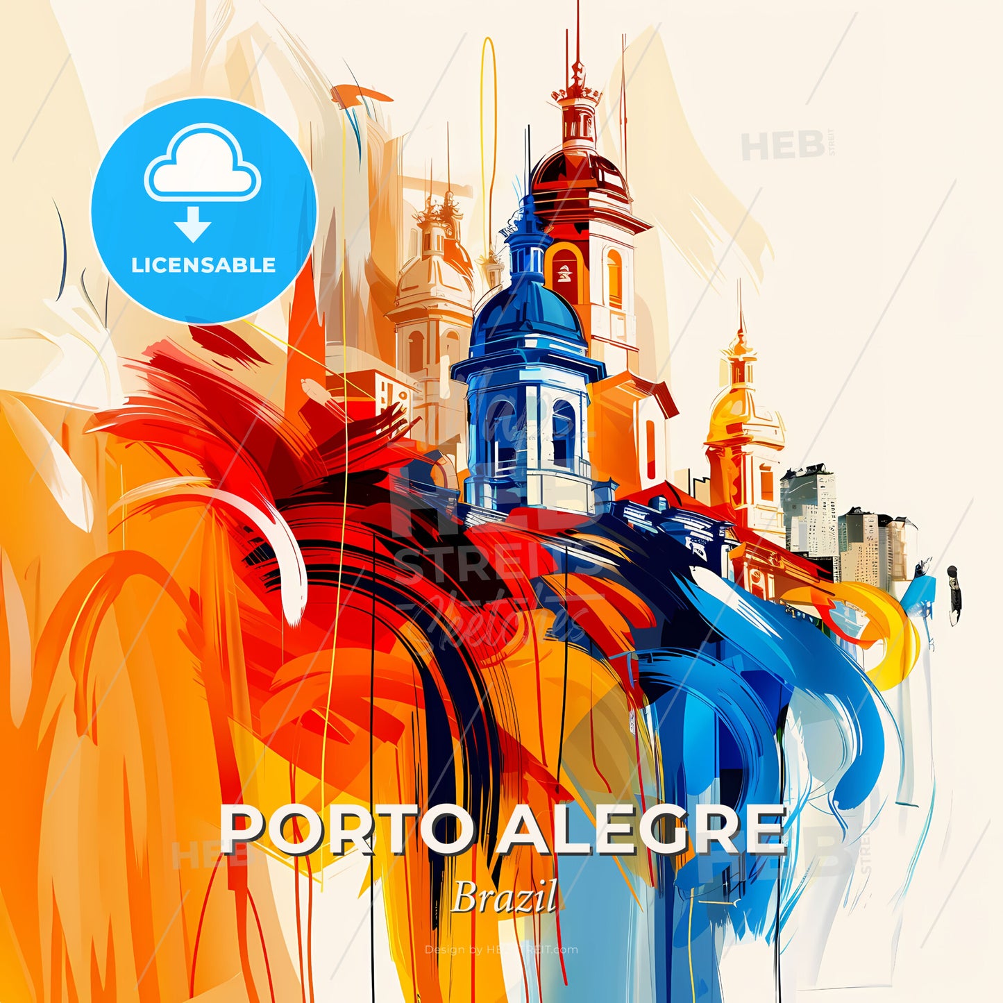 Vibrant Porto Alegre, Brazil - A Colorful Painting Of A Building - Square format print template
