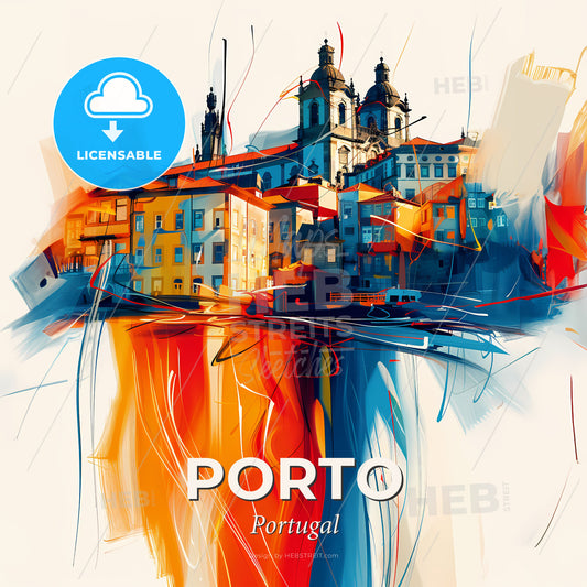 Vibrant Porto, Portugal - A Painting Of A City - Square format print template