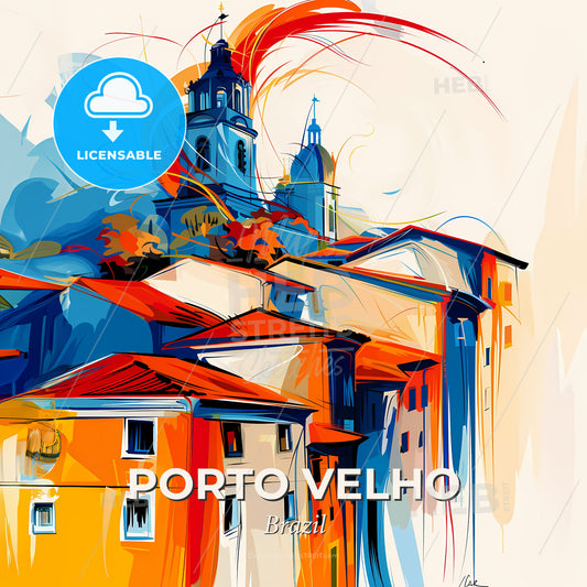 Vibrant Porto Velho, Brazil - A Colorful Painting Of Buildings - Square format print template