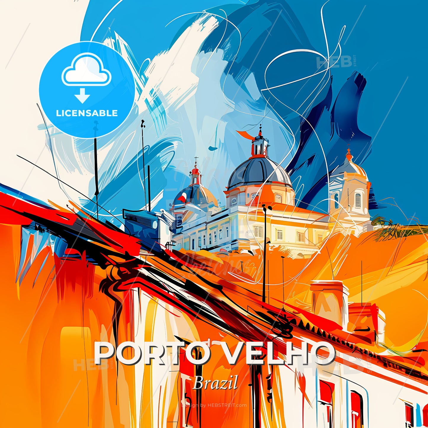 Vibrant Porto Velho, Brazil - A Building On Top Of A Hill - Square format print template