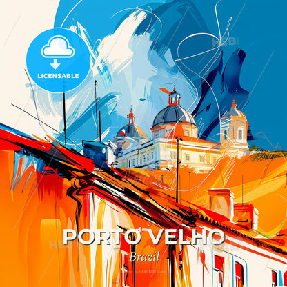 Vibrant Porto Velho, Brazil - A Building On Top Of A Hill - Square format print template