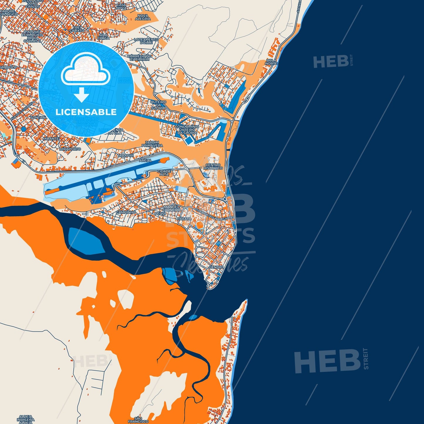 Colorful Porto Seguro Street Map with Labels and Buildings