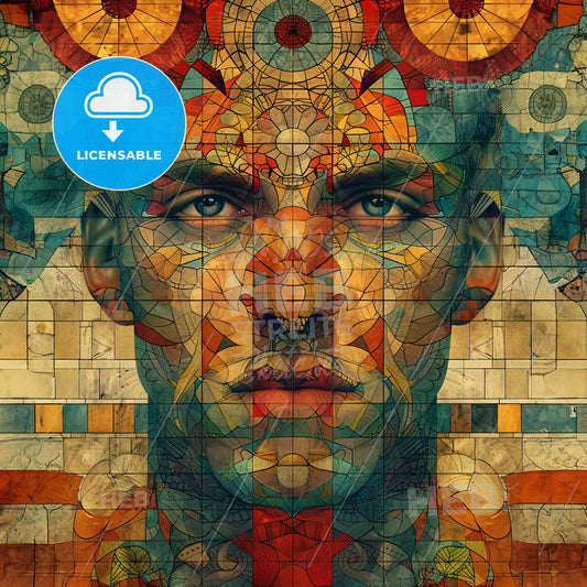 A Man's Face With Colorful Patterns