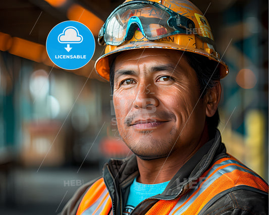 Vibrant Oil Painting of a Hispanic Supervisor in Construction with Hard Hat and Safety Vest