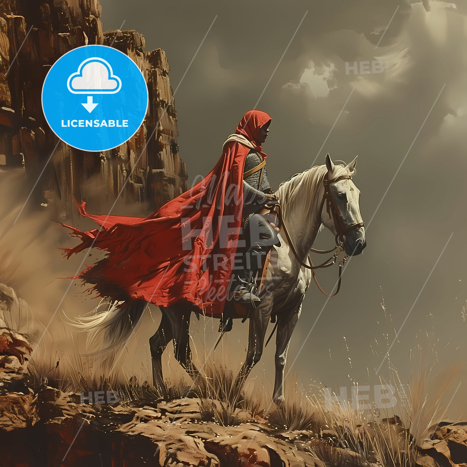 Portrait Of Joan Of Arc As Knight Riding A White Horse - A Colorful Painting