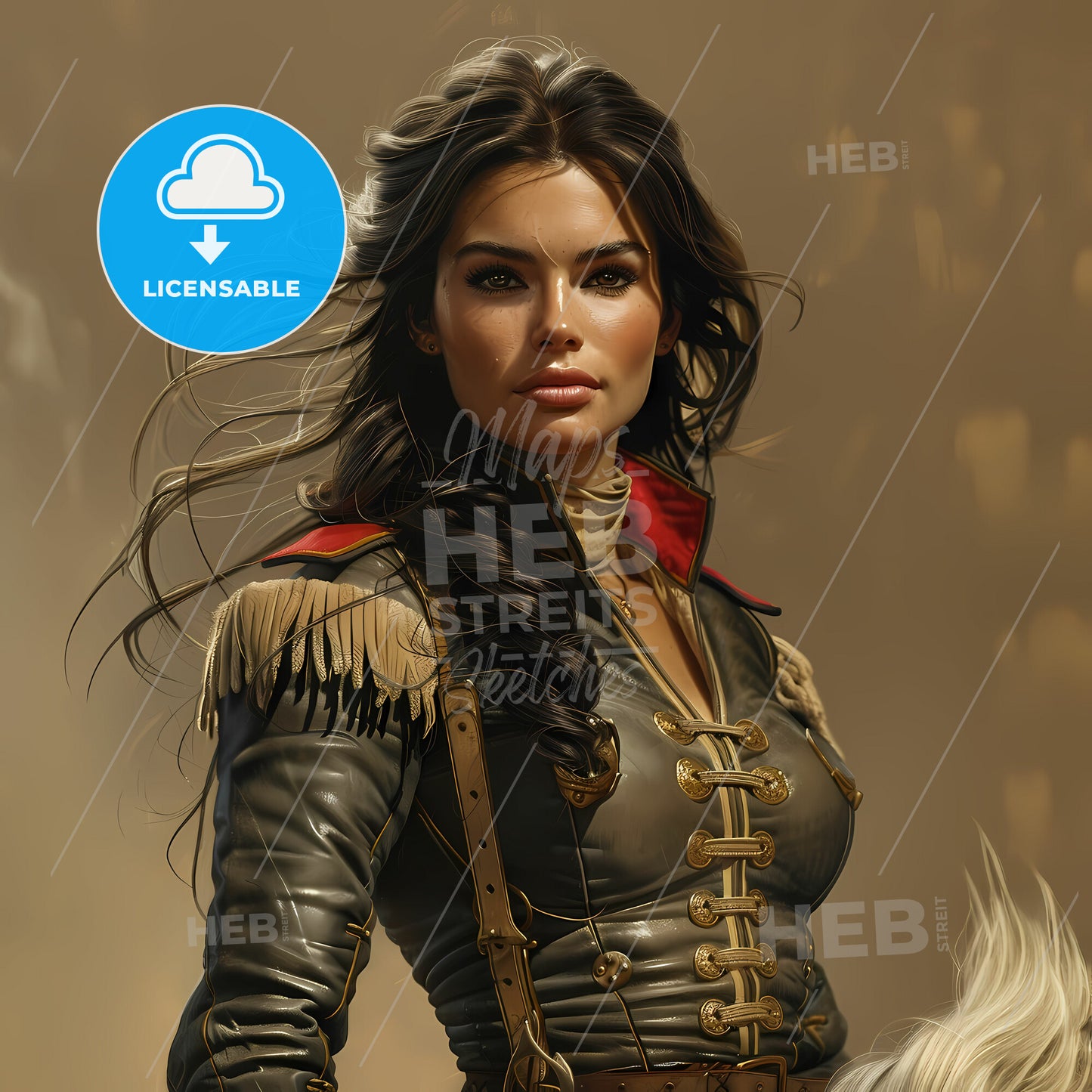 Portrait Of Joan Of Arc As Knight Riding A White Horse - A Woman In A Leather Jacket