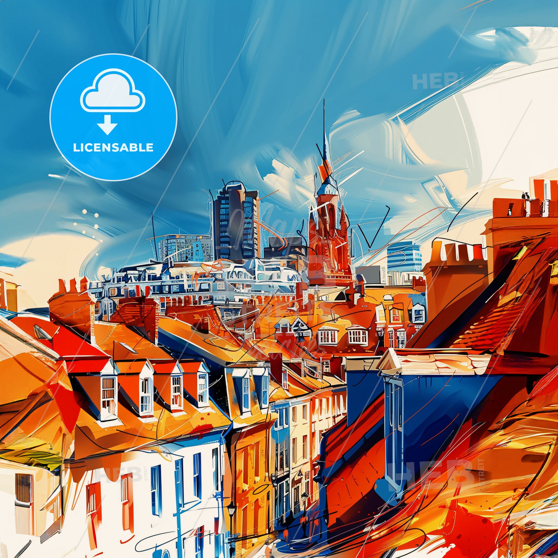 Vibrant Portsmouth, England - A Cityscape With Buildings And A Tower