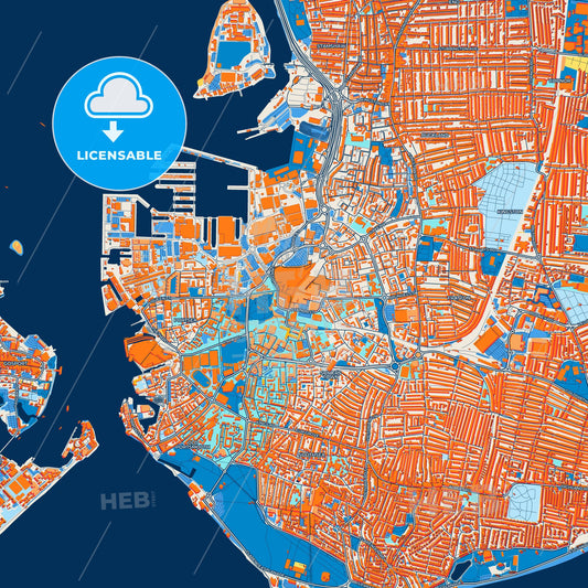Colorful Portsmouth Street Map with Labels and Buildings