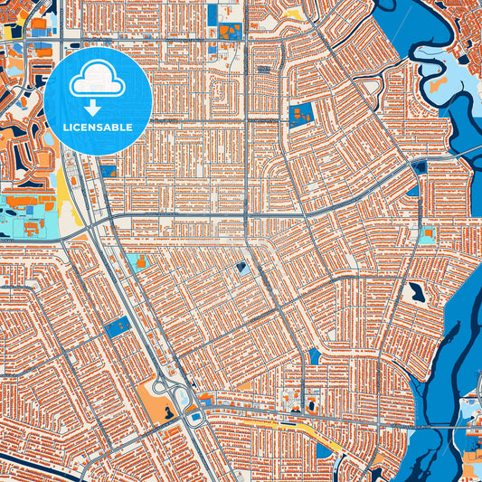 Colorful Port St. Lucie Street Map with Labels and Buildings