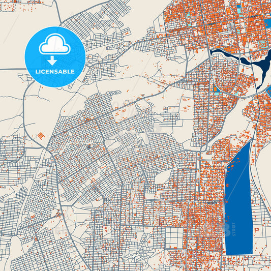 Colorful Port Sudan Street Map with Labels and Buildings